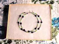 Image 7 of Viola Black, Lemon Yellow, Blue, and Magenta Multicolor Beaded Large Hoop Earrings