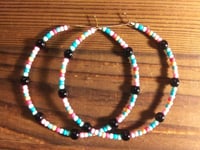 Image 4 of Viola Black, Lemon Yellow, Blue, and Magenta Multicolor Beaded Large Hoop Earrings