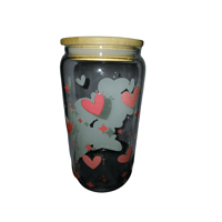 Image 2 of Magical World of Love Glass Cup with lid and straw