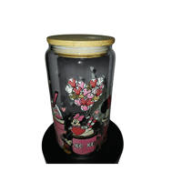 Image 1 of Balloon Heart & Iced Coffee Glass Cup with lid and straw