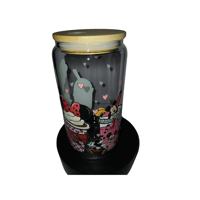 Image 2 of Balloon Heart & Iced Coffee Glass Cup with lid and straw