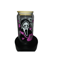Image 1 of Scream Love Glass Cup with lid and straw