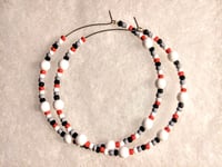 Image 8 of Orchid White, Cherry Red, White, and Grey Multicolor Beaded Large Hoop Earrings