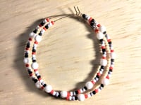 Image 1 of Orchid White, Cherry Red, White, and Grey Multicolor Beaded Large Hoop Earrings