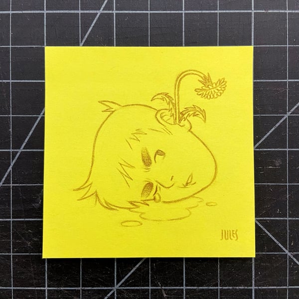 Image of Post-It Drawing (Dandelion)