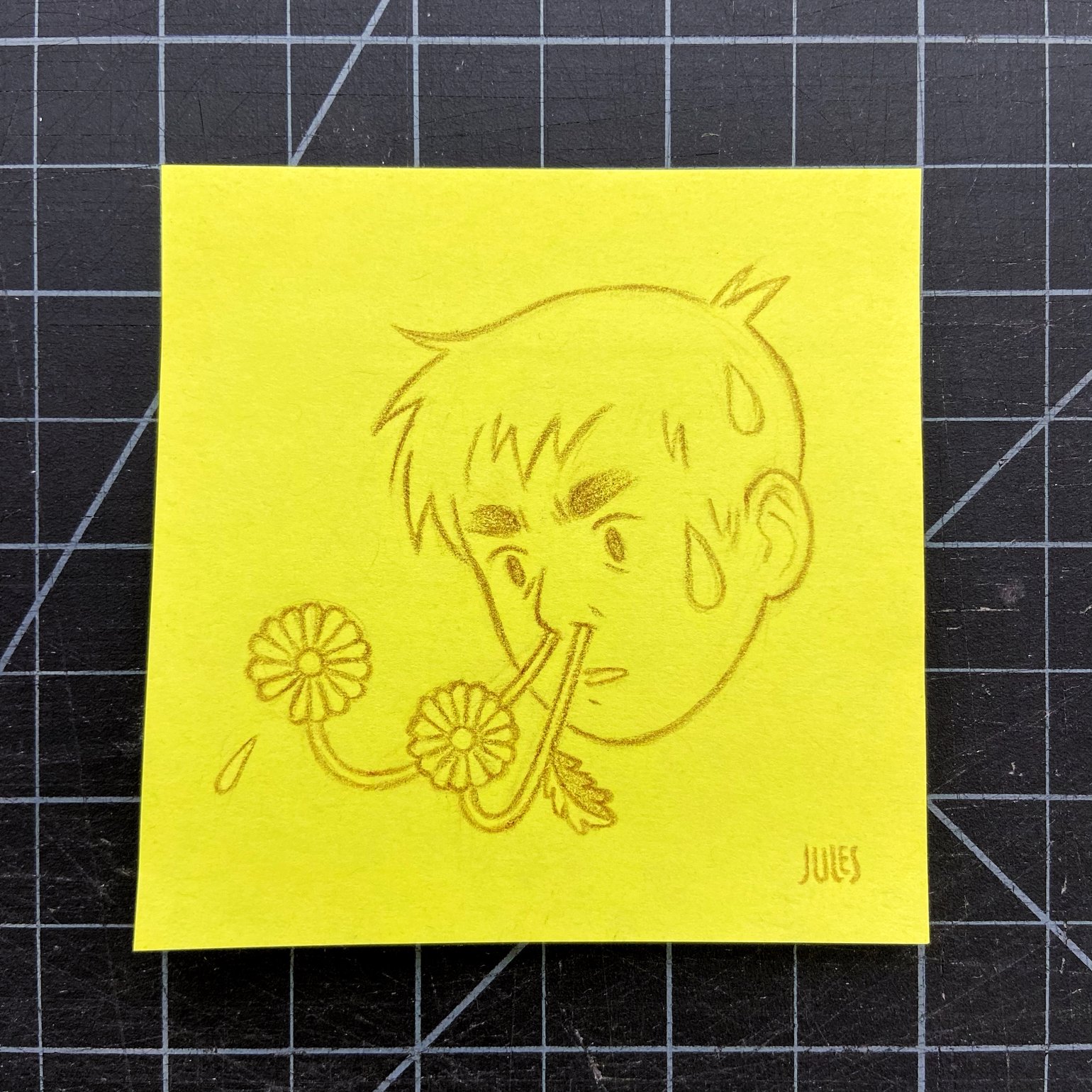 Image of Post-It Drawing (Daisies)