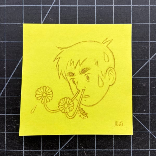 Image of Post-It Drawing (Daisies)