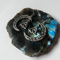 Image 1 of Silver Moon and Triquetra Earrings