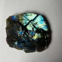 Image 2 of Pink/Blue Butterfly Earrings