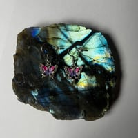 Image 1 of Pink/Blue Butterfly Earrings