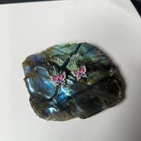 Image 3 of Pink/Blue Butterfly Earrings