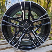 17" R8 STYLE ALLOY WHEELS FITS AUDI 5X100 ET35 BLACK MACHINED FACE