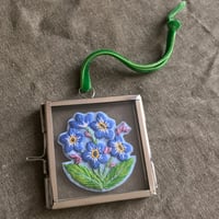 Image 1 of Framed Embroidered Forget-me-not Keepsake