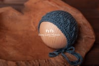 Image 5 of Newborn openwork bonnets gray denim navy