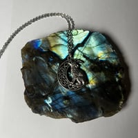 Image 2 of Silver Wolf and Moon Necklace