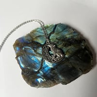 Image 3 of Silver Wolf and Moon Necklace