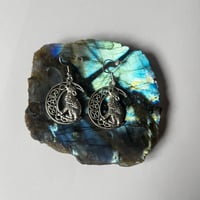 Image 2 of Silver Wolf and Moon Earrings