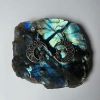 Image 2 of Silver Cat and Moon Earrings