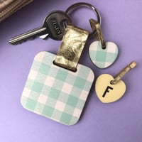 Image 4 of Personalised Gingham Print Keyring and Pocket Mirror