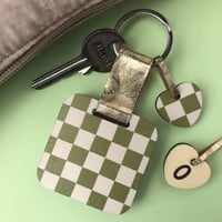 Image 2 of Personalised Checked Print Keyring and Pocket Mirror