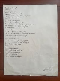 Jen Is Bringin' The Drugs - Handwritten Lyrics 