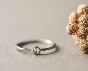 Image of Platinum 3mm rose-cut diamond ring (LON243)