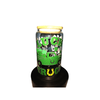 Image 1 of Lucky Truck Glass Cup with lid and straw | St. Patrick's Day