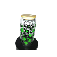 Clover Glass Cup with lid and straw |St. Patrick's Day