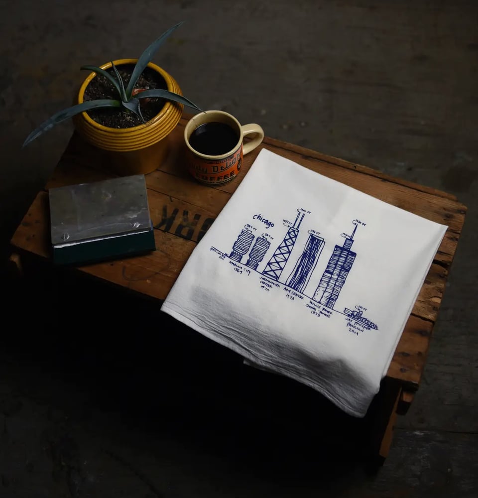 Image of Chicago Buildings Tea Towel 