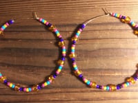 Image 3 of Plumeria Orange, Ocean Blue, Black, and Burgundy Multicolor Beaded Large Hoop Earrings