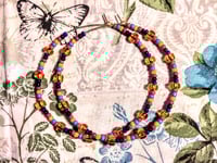 Image 9 of Plumeria Orange, Ocean Blue, Black, and Burgundy Multicolor Beaded Large Hoop Earrings