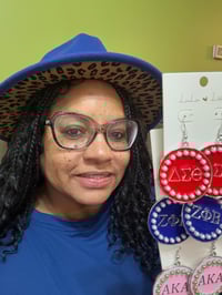 Image 1 of Sorority Round Fish Hook  earrings 