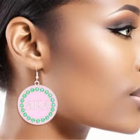 Image 4 of Sorority Round Fish Hook  earrings 