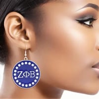 Image 2 of Sorority Round Fish Hook  earrings 