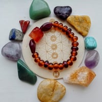 Fiery Carnelian and Glass Bracelet