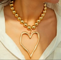 Image 3 of Gold Bohemian Beaded Heart Necklace & Earrings Set