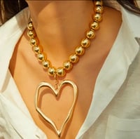 Image 1 of Gold Bohemian Beaded Heart Necklace & Earrings Set