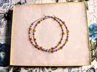 Image 7 of Plumeria Orange, Ocean Blue, Purple, and Grey Multicolor Beaded Large Hoop Earrings