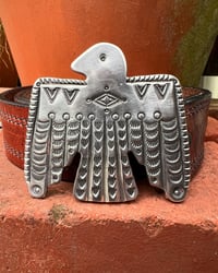 Image 1 of WL&A Handmade Heavy Ingot Old Style Thunderbird Belt Buckle - Size 3" x 2.5" - 96 Grams 