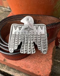 Image 2 of WL&A Handmade Heavy Ingot Old Style Thunderbird Belt Buckle - Size 3" x 2.5" - 96 Grams 