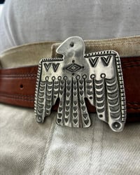 Image 4 of WL&A Handmade Heavy Ingot Old Style Thunderbird Belt Buckle - Size 3" x 2.5" - 96 Grams 