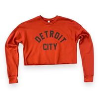 Detroit City Womens Crop Top Sweatshirt (Brick)