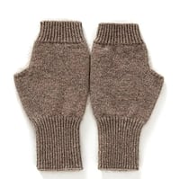 Image 2 of 100% Pure Wool Cable Knit Fingerless Gloves Camel