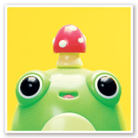 Frog with Mushroom Hat 6" x 6" Print