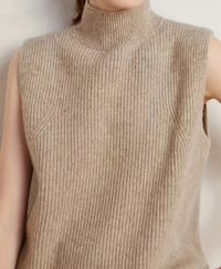 Image 1 of High-neck knitted Sweater Beige