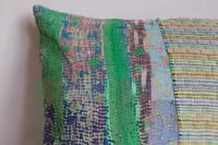Image 4 of Green Kantha Cushion with Stripe - Large 