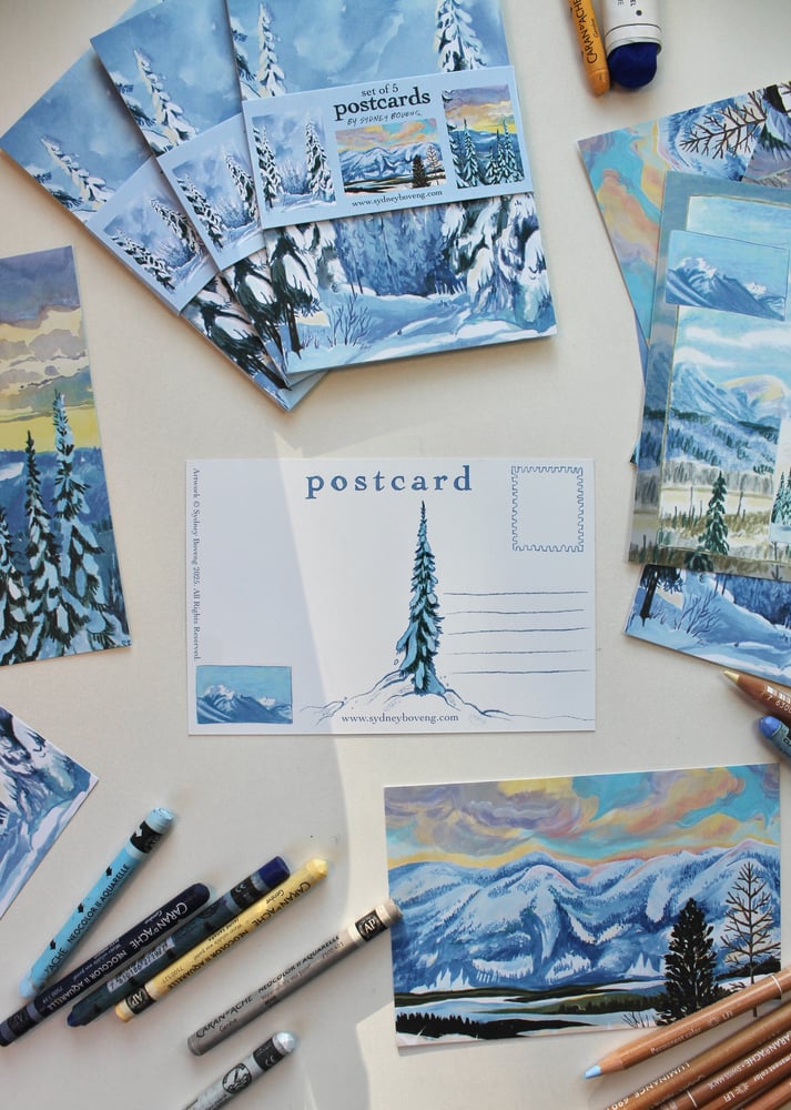 Image of Set of 5 Wintry Postcards!