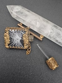 Image 1 of RARE VINTAGE ornate perfume bottle with preseved web 