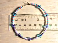 Image 2 of Sky Blue, Carnation Pink, Orange, and Magenta Multicolor Beaded Large Hoop Earrings