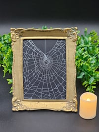Image 1 of Vintage ornate corner detail brass framed preserved web - A